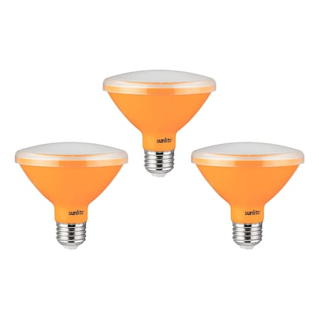 Sunlite LED PAR30 8W 75W Equiv E26 Base Floodlight Amber Short Neck Colored Recessed Light Bulbs, 3PK 40241-NS
